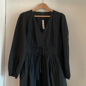 NWT JCrew V-neck Cotton Poplin Mini Dress in Black Size 8T
